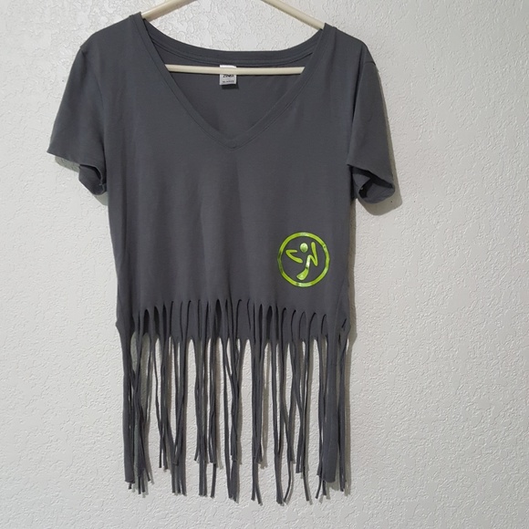 Zumba Fitness Tops - NWOT Fringed Zumba V-Neck Top